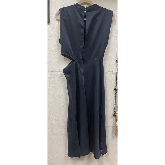 NEW Zara Blue Cut Out Satin Effect Dress Medium 1165/213 Holiday Cocktail - Picture 4 of 9